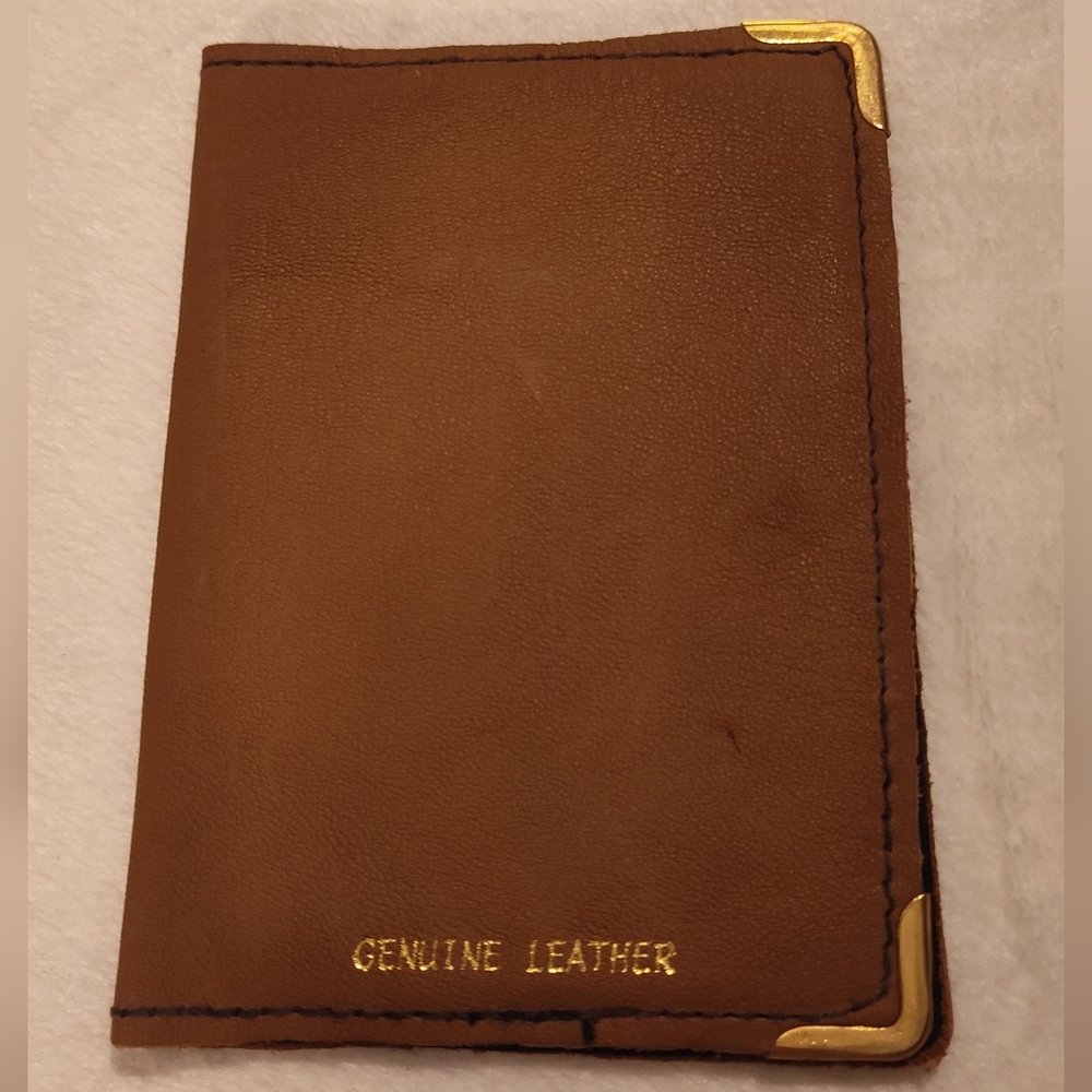 Brown Leather Wallet with Gold Accents